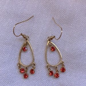 ✨4 for $25 - Gold and pink stone dangle chandelier earrings